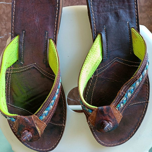 Handmade leather sandals like new, 2 pairs, size 40, multicolor