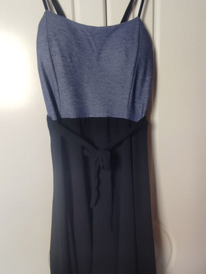 Dress with denim look bust and belt like new, size M, black and blue