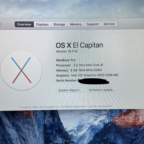 MacBook Pro mid 2012 Intel i5 8GB RAM 256GB HDD μεταχειρισμένο με ελληνικό πληκτρολόγιο