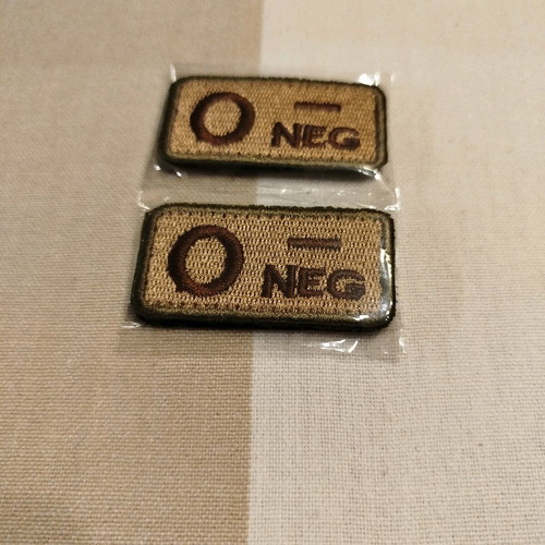 Embroidered patch with blood type O new, with velcro system