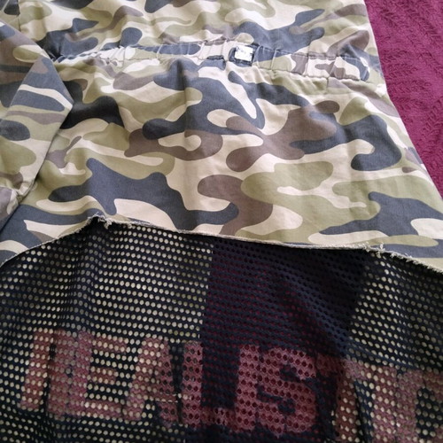 Cotton women's camouflage shirt with studs and black mesh like new