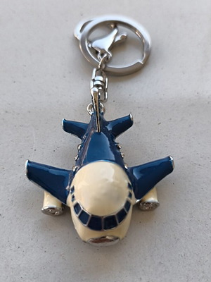 Keychain Blue Metal Airplane New