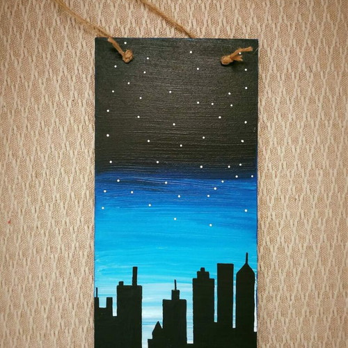 Painting new, acrylic on wood 30x15cm