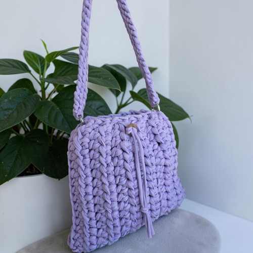 Handmade Lilac Dream knitted shoulder bag new
