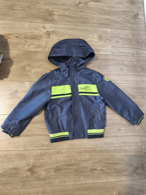 Orchestra jacket size 110 cm for 5 years, like new, grey check with fluoro details