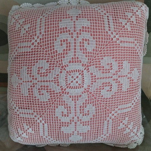 Vintage Handmade Crochet Pillows Set of 2 30x30cm Like New