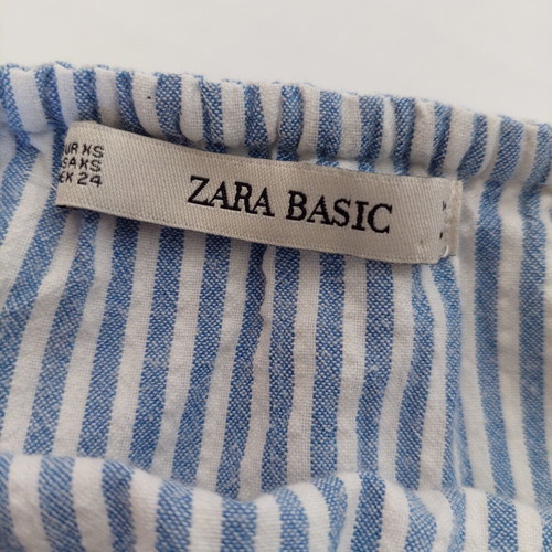 Zara summer off the shoulder dress blue white stripes size XS like new
