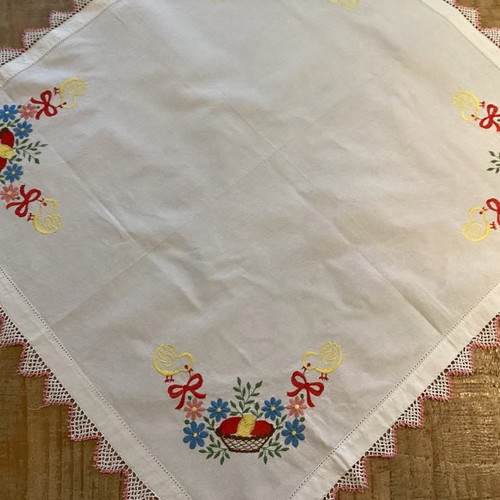 Easter tablecloths unused, set of 2 cotton and synthetic