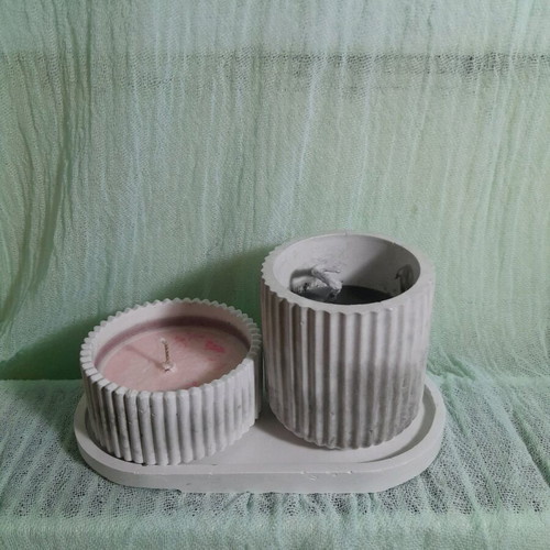 Soy wax candles in handmade plaster holders new