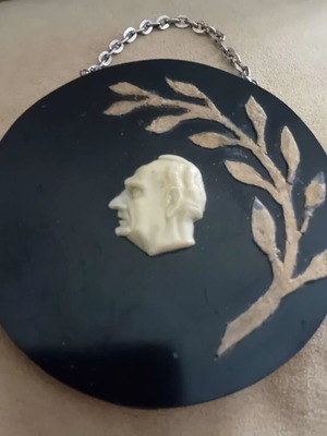 Vintage Georgios Papandreou Commemorative Pendant used, 10cm diameter