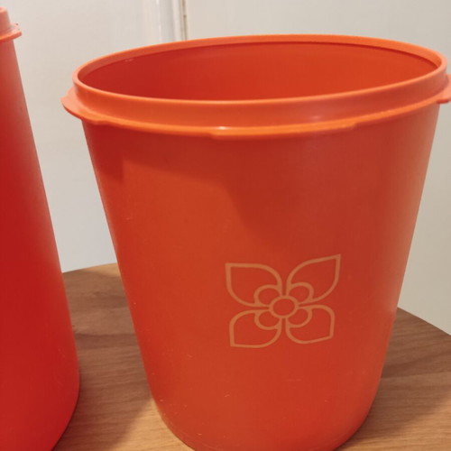 Tupperware containers used, set of two, large 21cm height, small 19cm height
