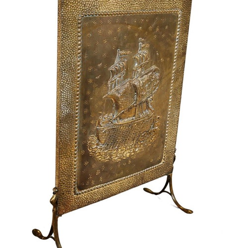 Antique brass fireplace screen used