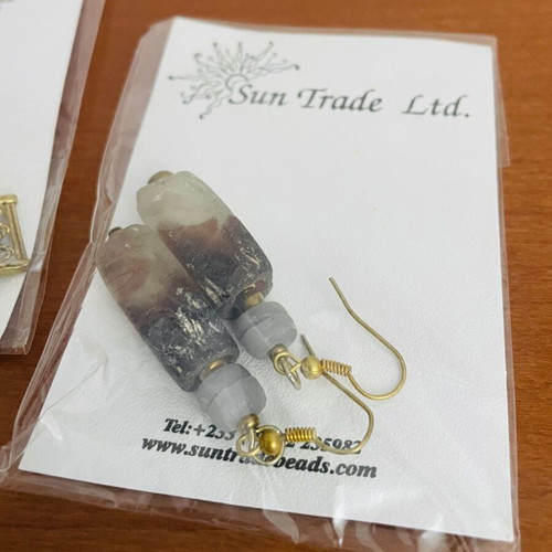 Set of 3 boho handmade earrings new, Ghana