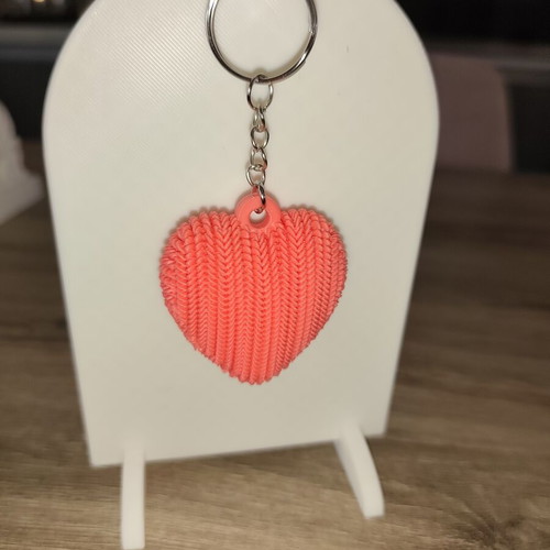 Knitted Heart Keychain new, 3D printed textured design