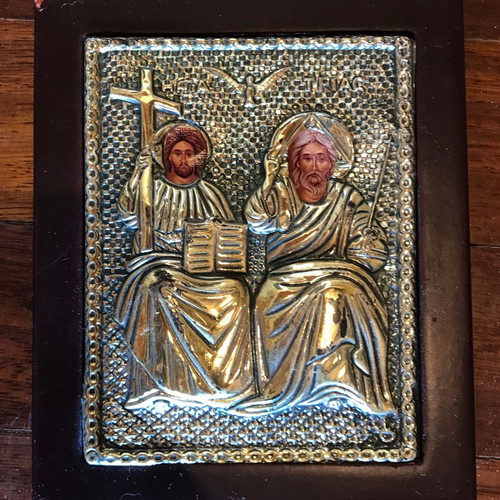 Christian icons from Mount Athos used, 925 silver with gold plating