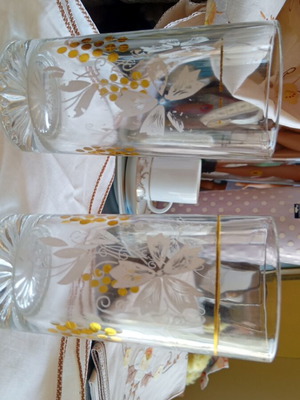 Glass tumblers used, set of 2, 1960s with slight fading