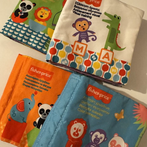 Educational booklets with animals, vegetables, colors, shapes, used, set of 8