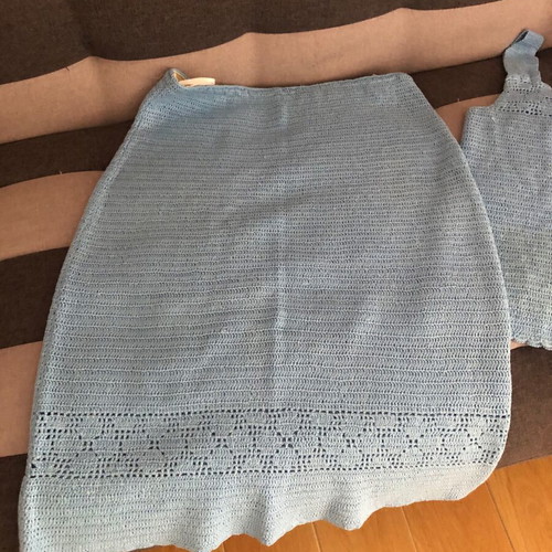 Handmade knitted set new L blue