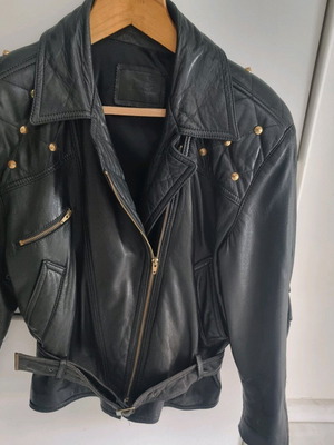 Γυναικείο Vintage Μαύρο Δερμάτινο Μπουφάν Biker Beverly Hills σαν καινούργιο