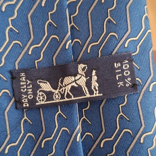 Hermes vintage silk blue tie