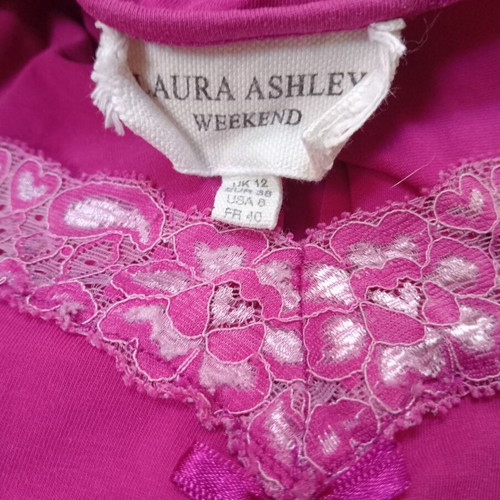 Laura Ashley sleeveless top with lace, fuchsia, UK 12