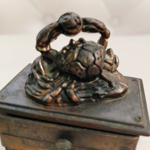 Vintage metal pencil sharpener with Cancer zodiac sign, 1970s