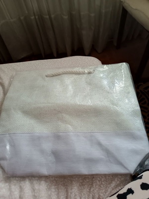 Beach bag new white shoulder with silver glitter