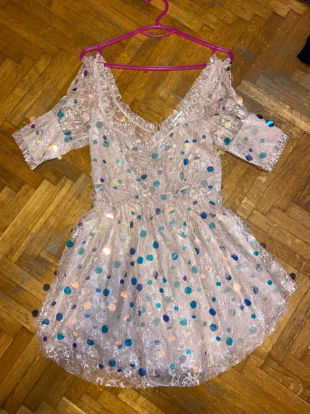 cheap pink mini dress Hot Pink Sequins Scoop Homecoming Dresses, MH656
