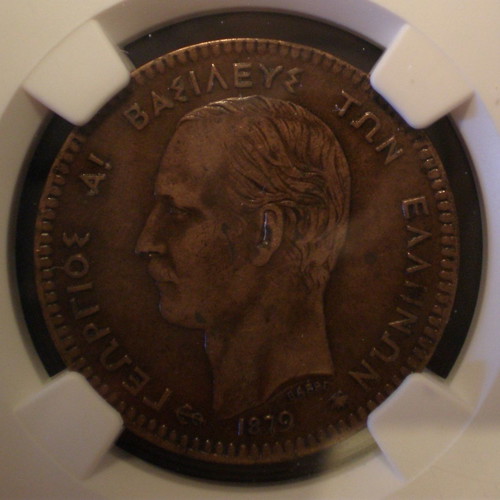 Georgios I Coin 10 Lepta 1979 used, XF details NGC