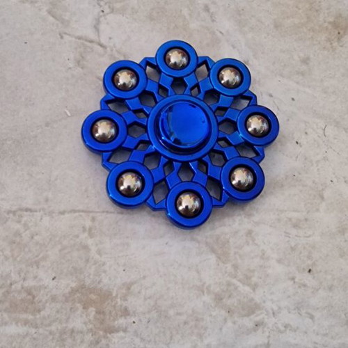 Set of 3 metal fidget spinners, blue/gold/yellow
