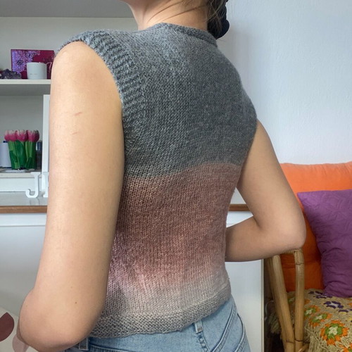 Handmade knit crop top like new, size S-M, gray and pink