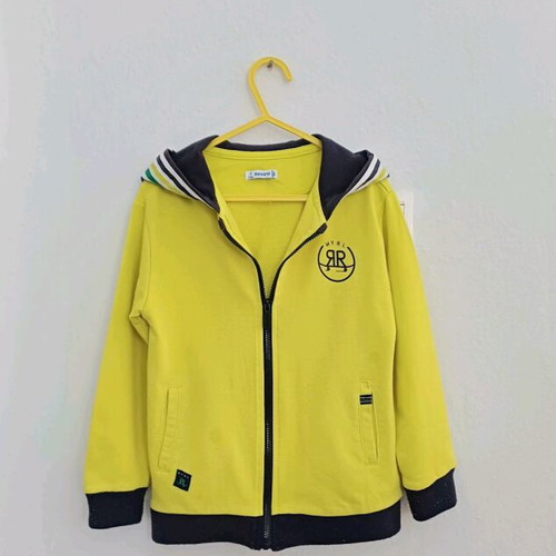 Mayoral kids hoodie jacket used, lemon/neon, size 110