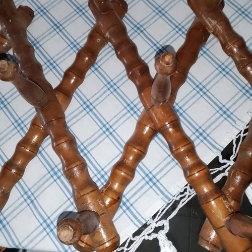 Vintage triptych coat rack 1940s, like new, brown wood 80x25