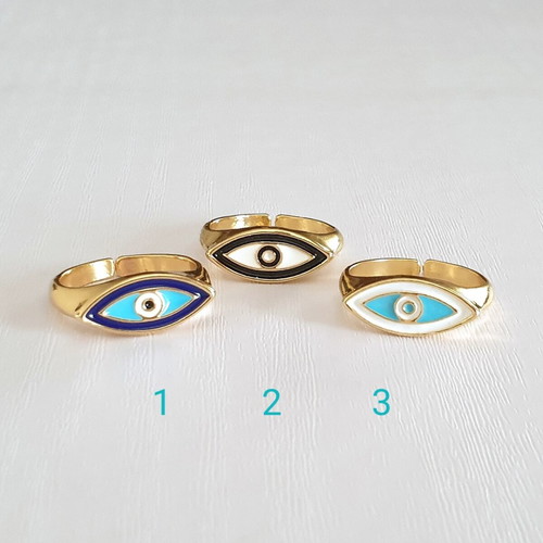 Enamel Eye Ring Gold Plated New
