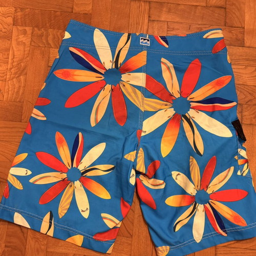 Billabong swim shorts used, size 31, floral pattern, turquoise