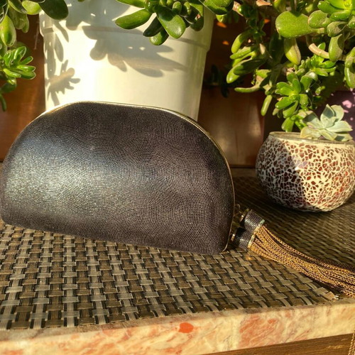 Handbag used, evening official, black with gold