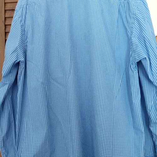 Men's Italian long-sleeve shirt used, light blue check, size Large