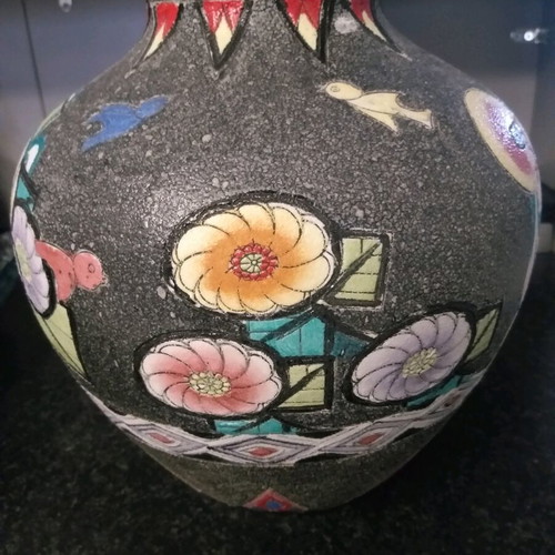 Decorative clay vase 28cm like new, gray shade