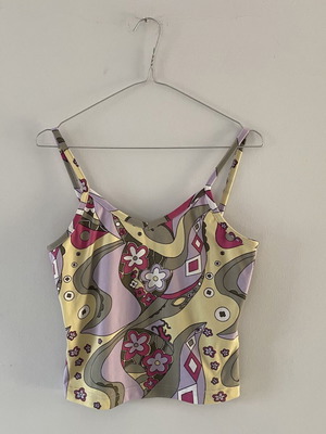 Top with funky patterns, vintage style, multicolor, size M