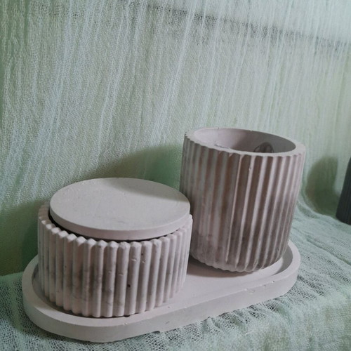 Soy wax candles in handmade plaster holders new