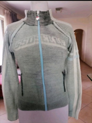 Diesel Athletic Cardigan wool zip-up cardigan like new, gray turquoise