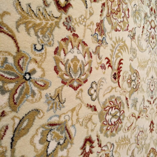 Merinos Yun wool rug 2.00x3.00 with ecru base and burgundy border