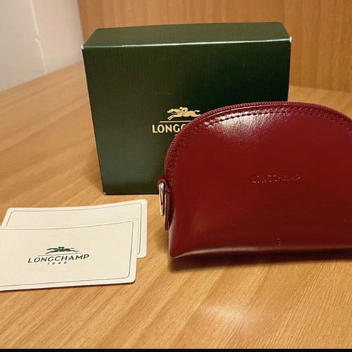Longchamp leather wallet new, burgundy with silver logo