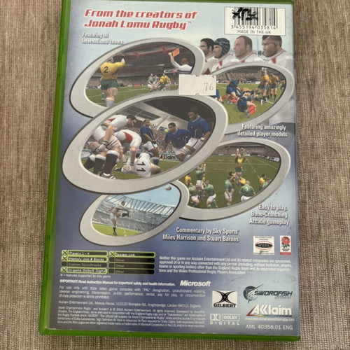 World Championship Rugby Xbox Original used, English full version