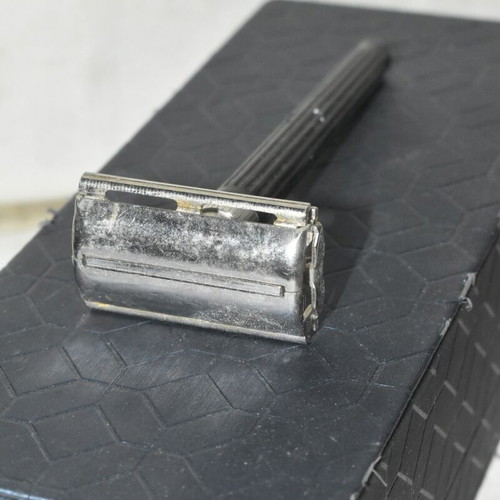 Vintage Gillette safety razor used, classic metal double edge razor
