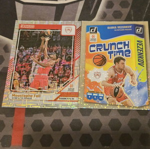 2024-25 Panini Euroleague Donruss  Moustapha Fall + Sasha Vezenkov Crunch Time Olympiacos