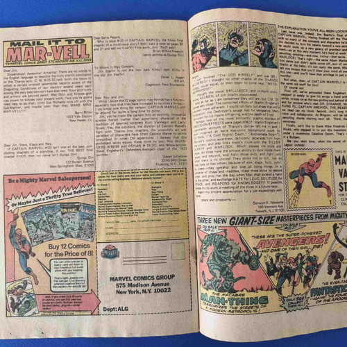 Captain Marvel 35 comic used with moisture traces