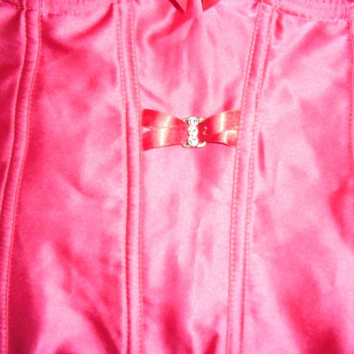 Filis red satin corset with garters, size 70C