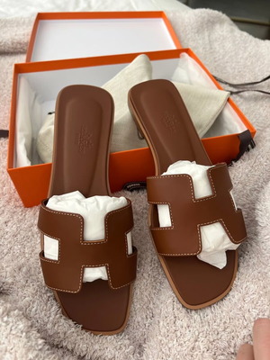 Hermes Oran sandals, brown leather, size 37