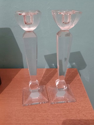 Bohemian candlesticks like new, set of 2 crystal